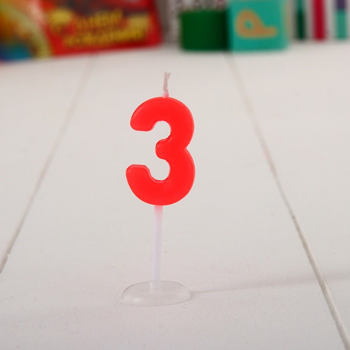 Свеча в торт цифра Дисней 3 "С Днем рождения", Тачки