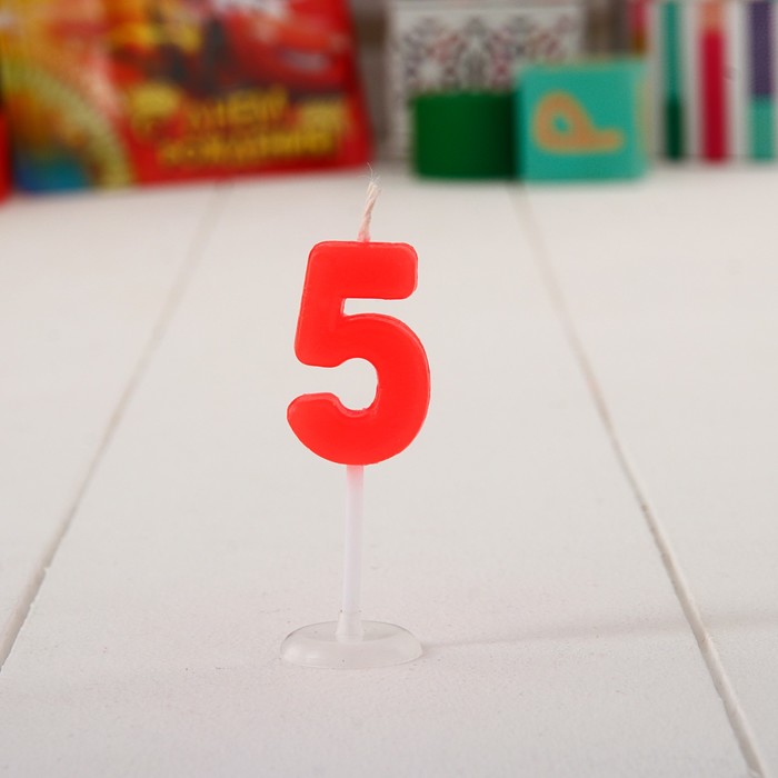 Свеча в торт цифра Дисней 5 "С Днем рождения", Тачки