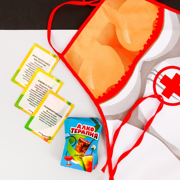 Игра алкогольная с фантами "Алкотерапия", фартук медсестры