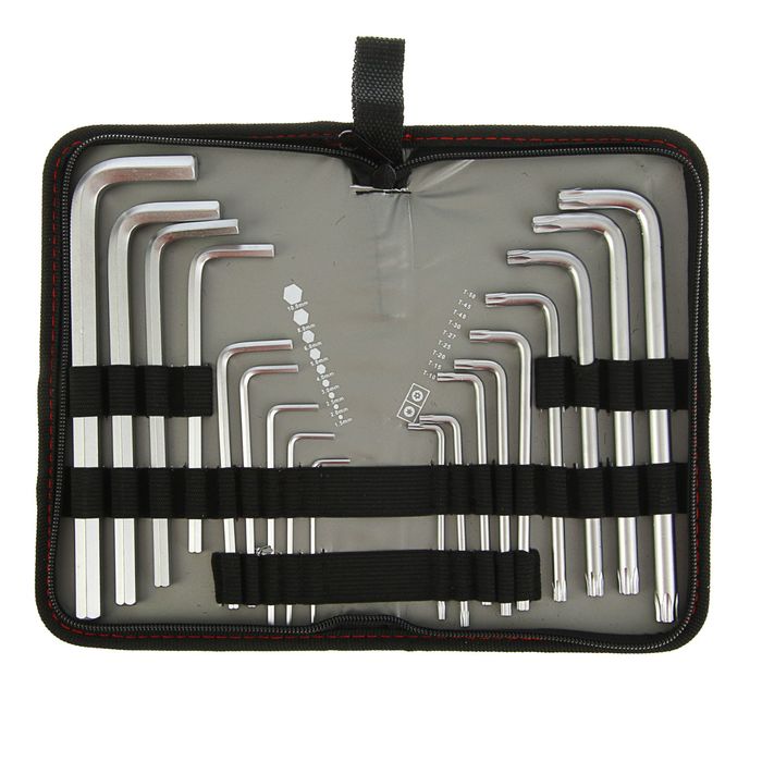 Набор ключей имбусовых MATRIX HEX-TORX, 18 шт: HEX 1,5–10 мм, T10-T50, CrV, удлиненные, сатин. 19