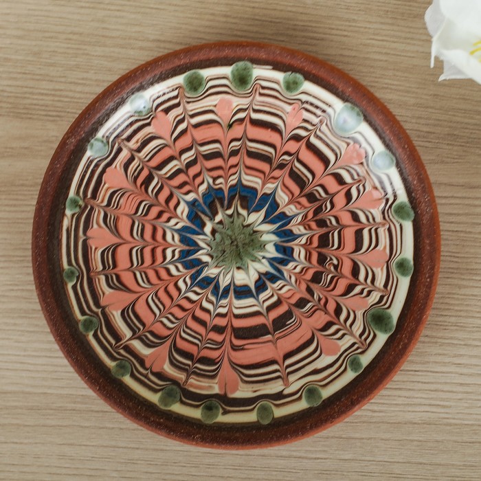 Блюдце "Гончарное", роспись ангобом микс