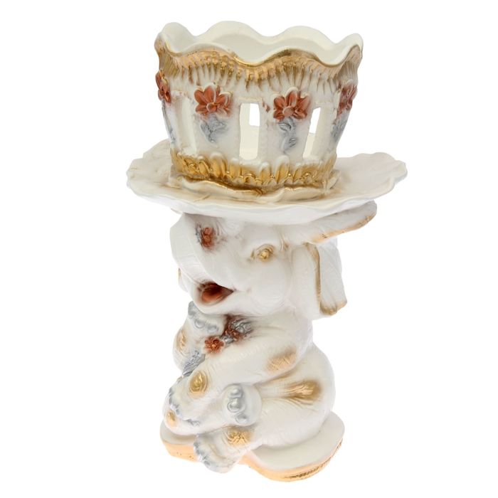 Фигурное кашпо "Слон с горшком" белый, 44 см