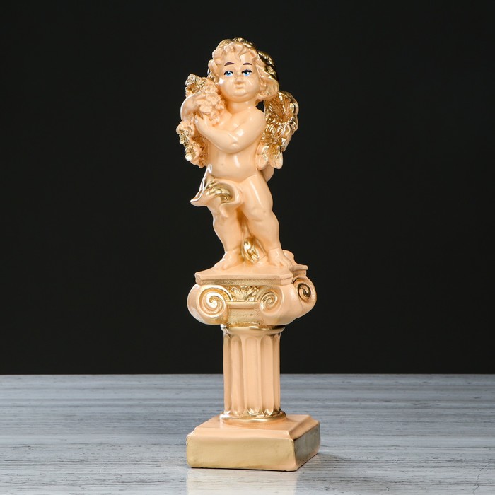 Статуэтка "Ангел на колонне" малый, бежевый. 33 см