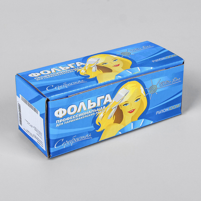 Фольга парикмахерская, 12мкр, 100м, с отрезным ножом, цвет серебристый