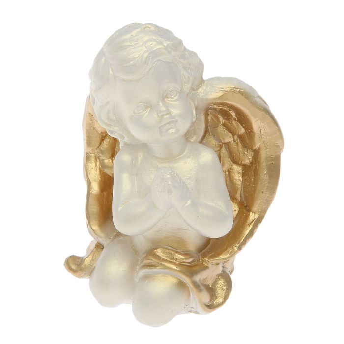 Статуэтка "Молящийся малый" перламутровая с золотом    8*8*10,5 см