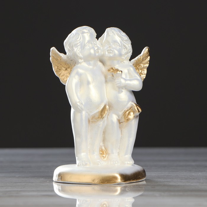 Статуэтка "Статуэтка пара" перламутровая, с золотом, 8,5х7,5х13,5 см