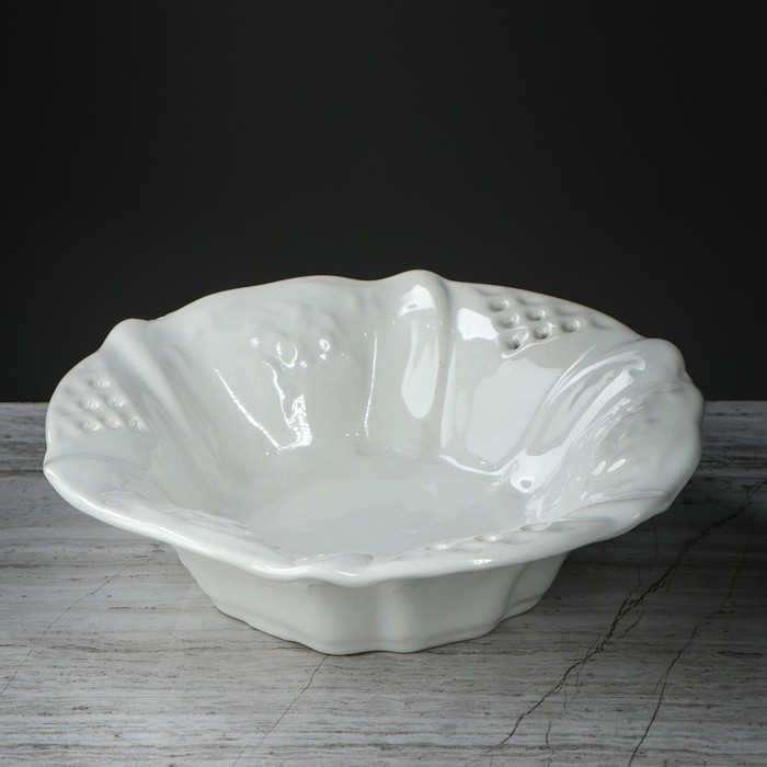 Конфетница "Лилия" средняя, белая, 20 см