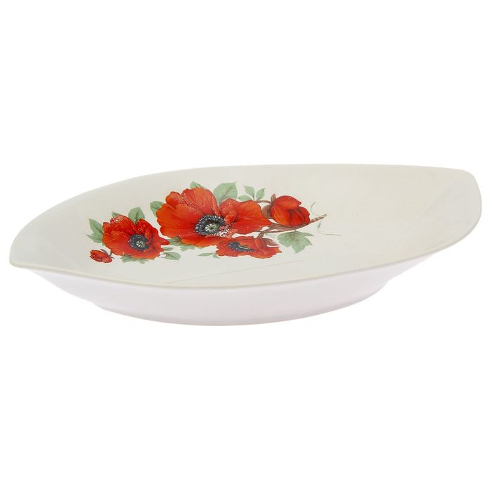 Салатник "Лодочка", белый с деколью, 24,5 см