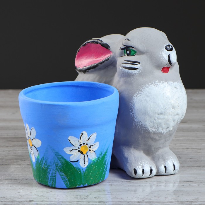 Горшок для цветов "Кролик" 14 см, микс