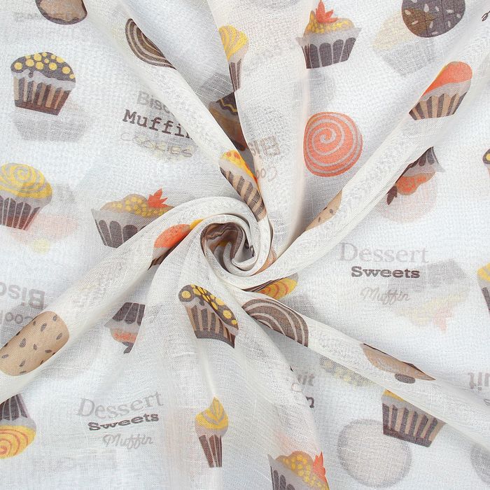 Комплект штор для кухни "Этель" №1: Маффины ширина 280 см, высота 170 см, 100% п/э