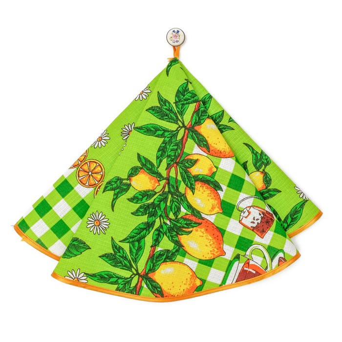 Полотенце вафельное круглое, цвет зелёный МИКС, диаметр 70 см