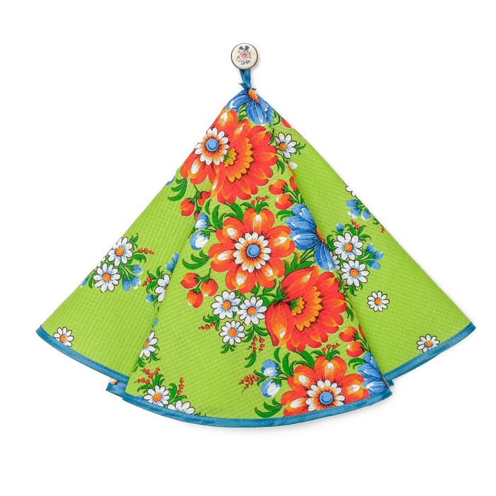 Полотенце вафельное круглое, цвет зелёный МИКС, диаметр 70 см