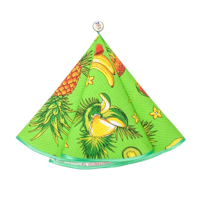 Полотенце вафельное круглое, цвет зелёный МИКС, диаметр 70 см