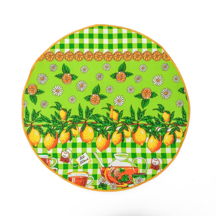 Полотенце вафельное круглое, цвет зелёный МИКС, диаметр 70 см