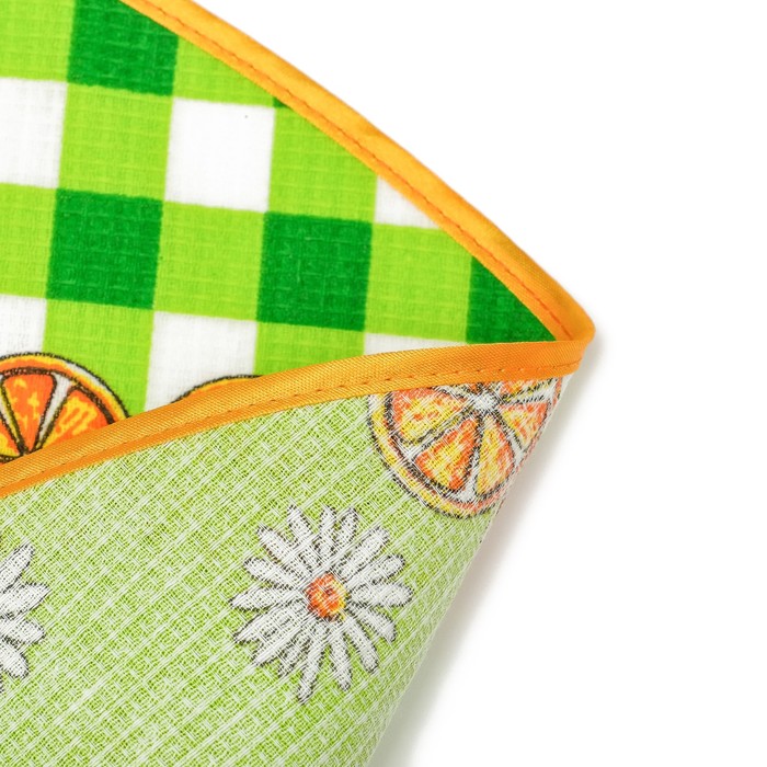 Полотенце вафельное круглое, цвет зелёный МИКС, диаметр 70 см