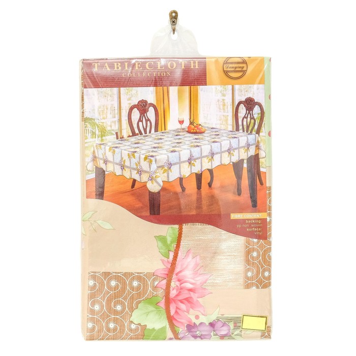 Скатерть винил на основе с фигурным краем, цвет МИКС, размер 152х228 см