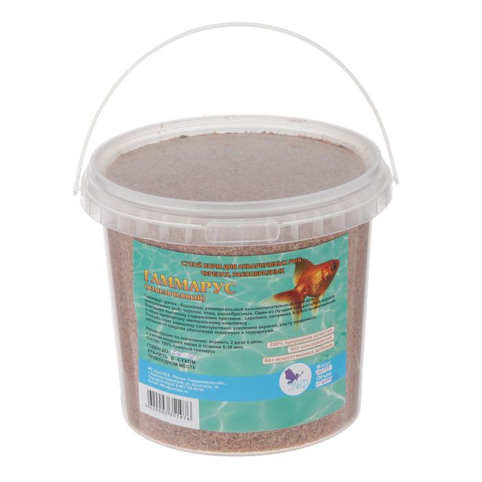 Корм для рыб Гаммарус (измельченный), ведро 1 л, 215 г