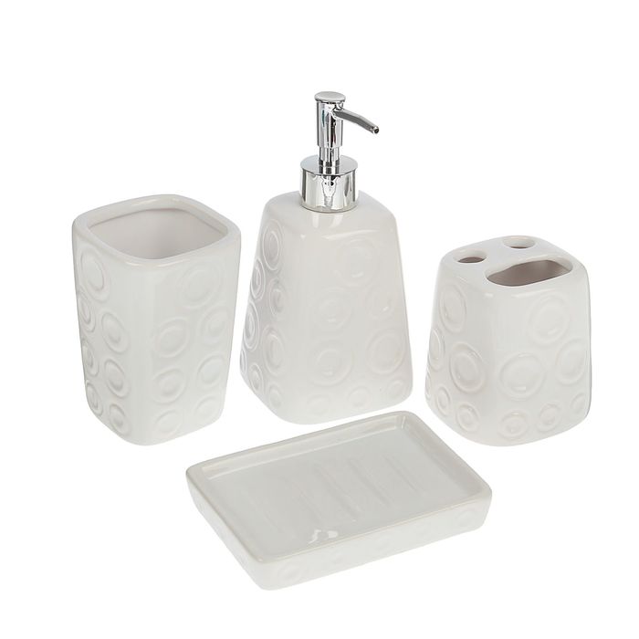 Набор аксессуаров для ванной комнаты, 4 предмета "Нежность"