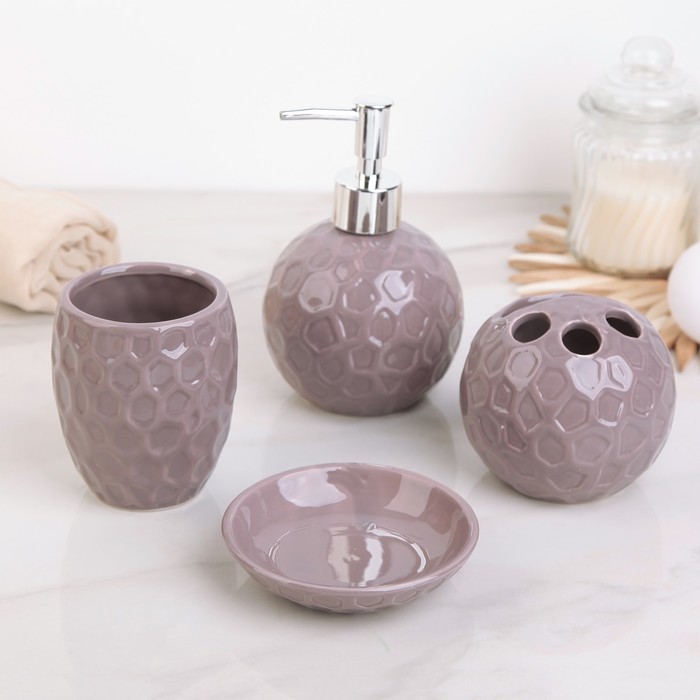 Набор аксессуаров для ванной комнаты, 4 предмета "Зимний пейзаж"