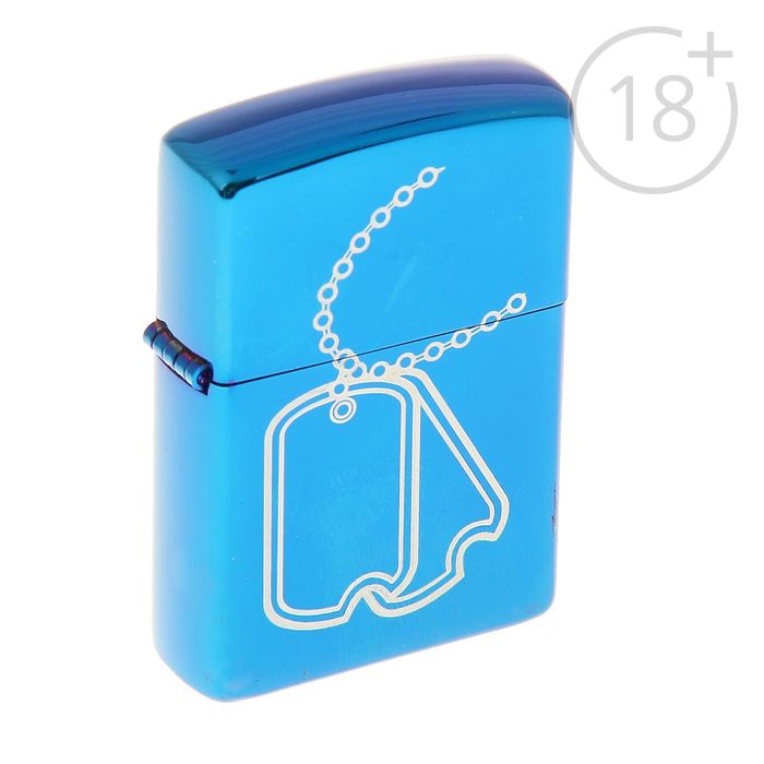 Зажигалка «Жетон» в картонной коробке, кремний, бензин, синяя 4*5,5 см