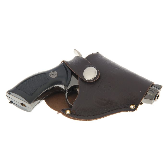 Зажигалка «Револьвер в кобуре», пьезо, 12х8 см, микс