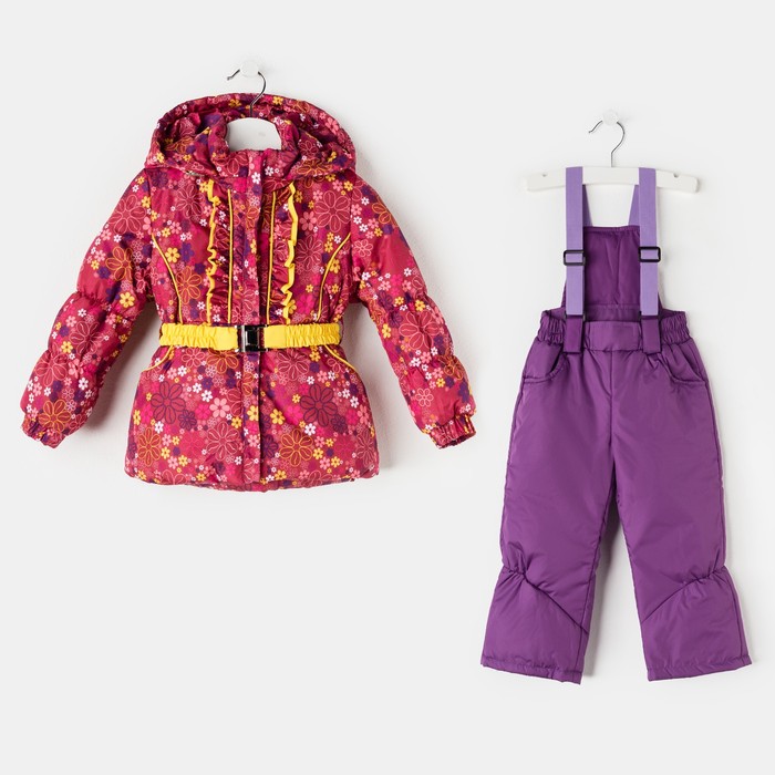 Костюм для девочки "Цветы", рост 86 см (24), цвет бордовый