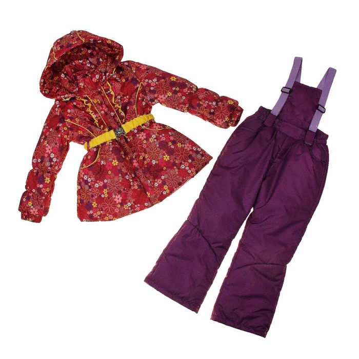 Костюм для девочки "Цветы", рост 98 см (26), цвет бордовый