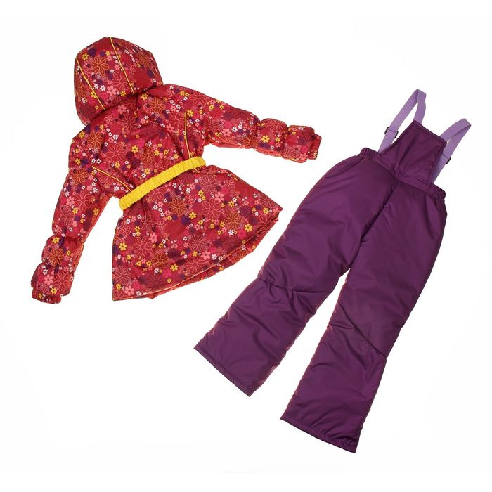 Костюм для девочки "Цветы", рост 98 см (26), цвет бордовый