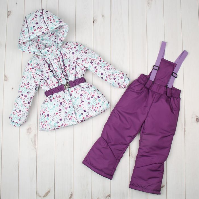 Костюм для девочки "Цветы", рост 92 см (26), цвет белый/сиреневый