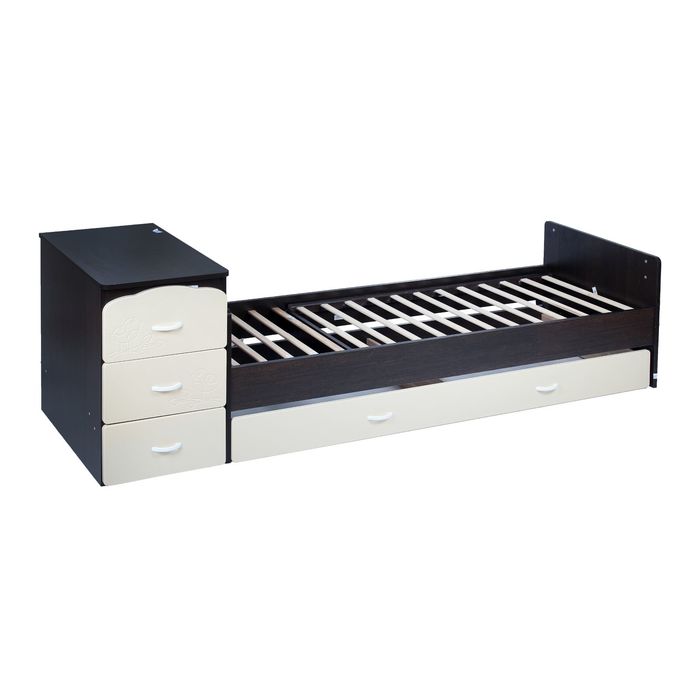 Детская кровать-трансформер СКВ-9 «Птички» на маятнике, цвет венге/бежевый