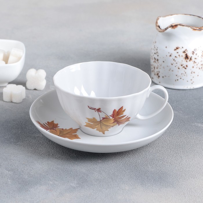 Чайная пара 275 мл "Белый лебедь. Клён"