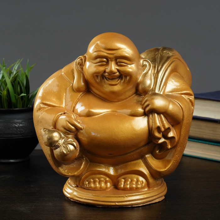 Копилка "Хотей с мешком" 20х27 см золото