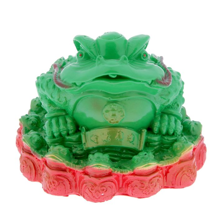 Копилка "Жаба фэн-шуй" 18х18 см зеленая МИКС