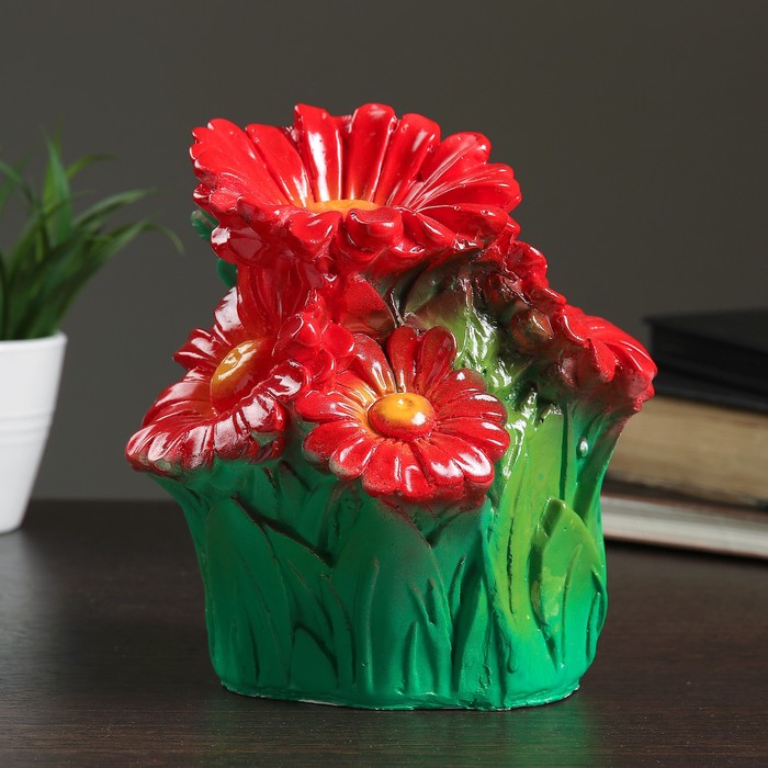 Копилка "Букет гербер" 20х18см красный