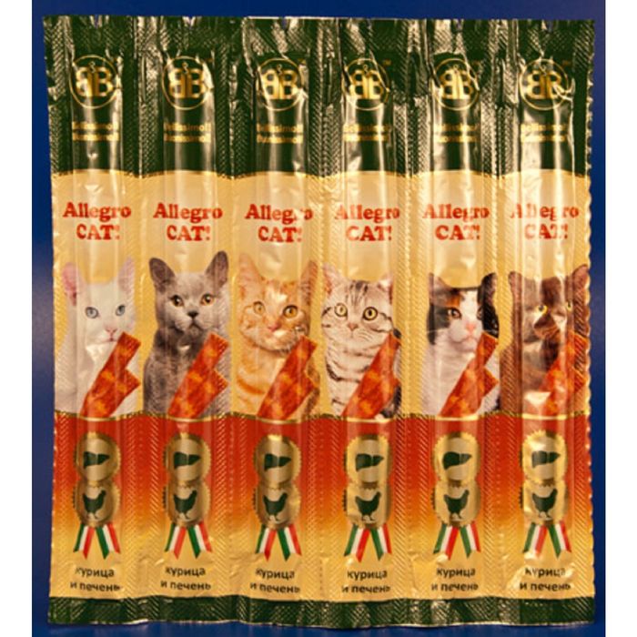 Колбаски B&B "Аллегро Кэт" для кошек Курица/Печень, 6шт