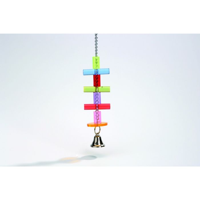 Игрушка Beeztees для птиц подвесная с брусьями и колокольчиком, акрил, в ассортименте, 23см 19881