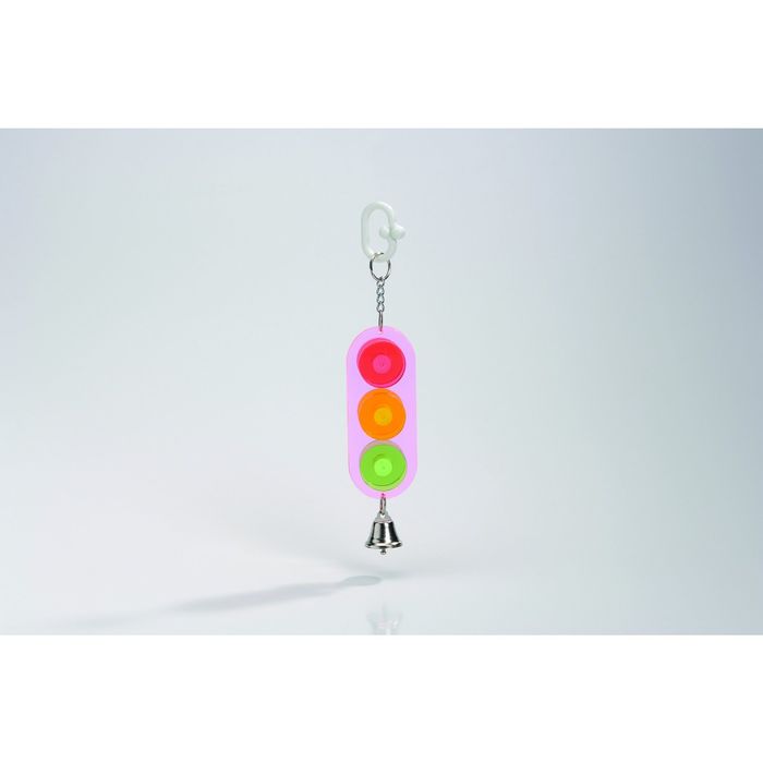 Игрушка Beeztees "Светофор с колокольчиком" для птиц, акрил, в ассортименте, 23см