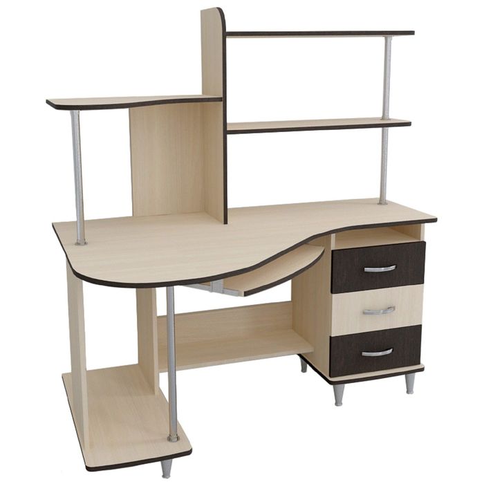 Стол компьютерный Альфа-3 Левый Дуб молочный/венге