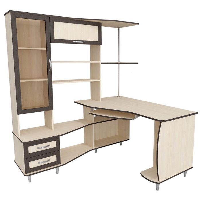 Стол компьютерный Альфа-4 планка Левый Дуб молочный/венге