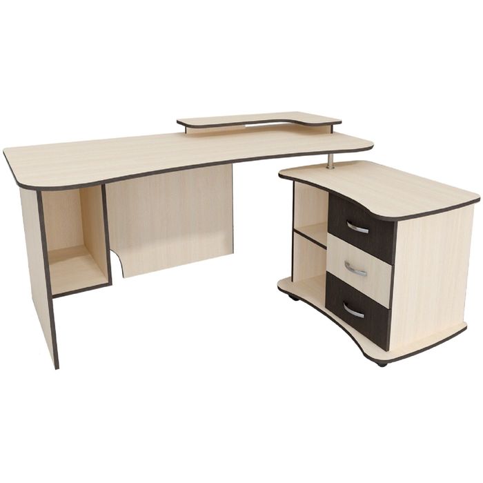 Стол компьютерный Карат-16 Правый Дуб молочный/венге