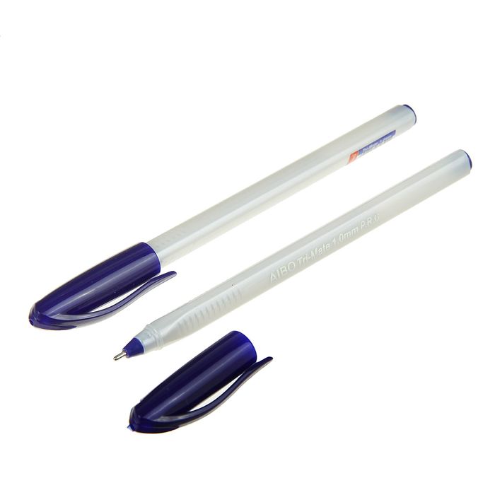 Ручка шариковая 1,0мм корпус серый треугольный,стержень синий