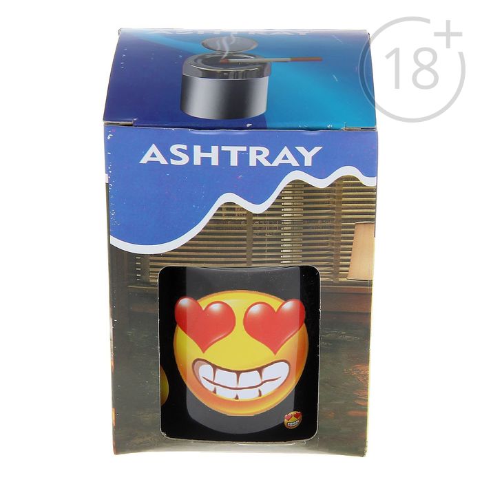 Пепельница бездымная Классика мини. Смайл влюбленный 7*11,5см