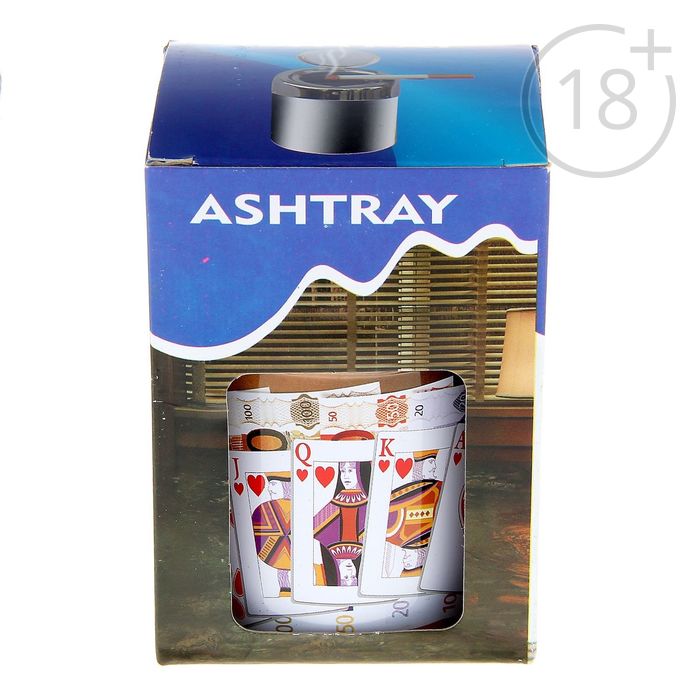 Пепельница бездымная Классика мини. Игры. Карты, деньги, кости 7*11,5см