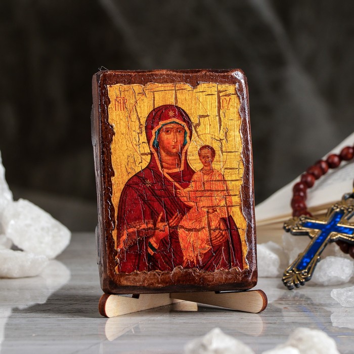 Икона под старину карманная "Смоленская", 7х10 см