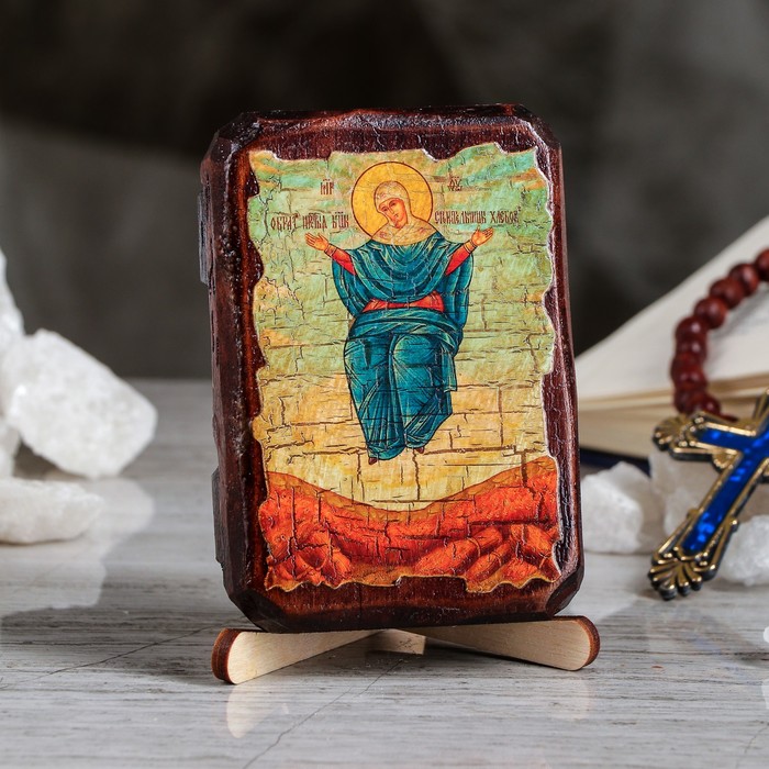 Икона под старину карманная "Спорительница хлебов", 7х10 см
