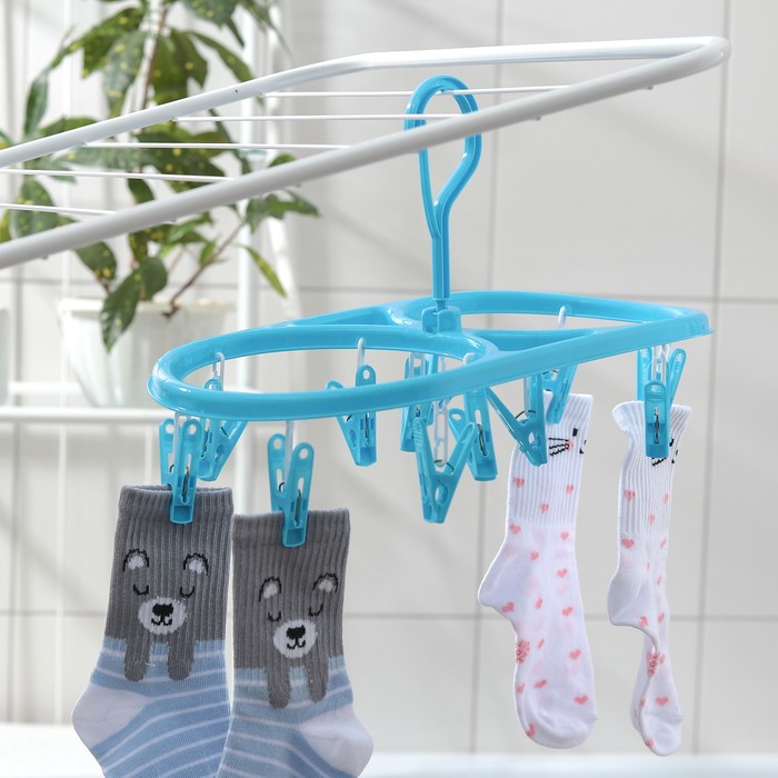 Сушилка для белья подвесная, 12 прищепок, цвет МИКС