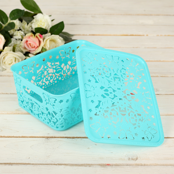 Корзина для хранения "Узор", цвет голубой