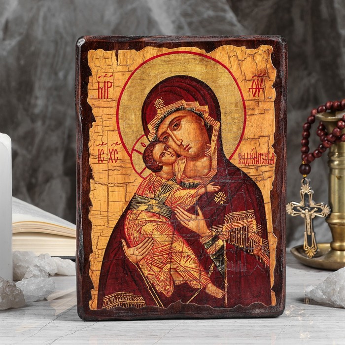 Икона под старину "Владимирская", 17х23 см