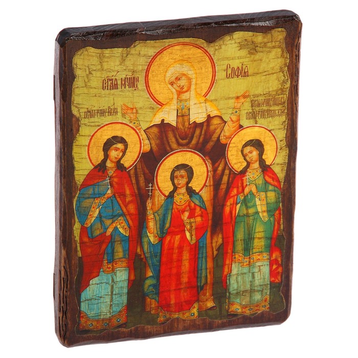 Икона под старину "Вера, Надежда, Любовь", 17х23 см