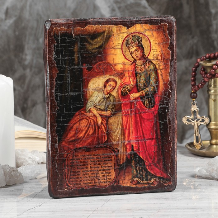 Икона под старину "Целительница", 17х23 см